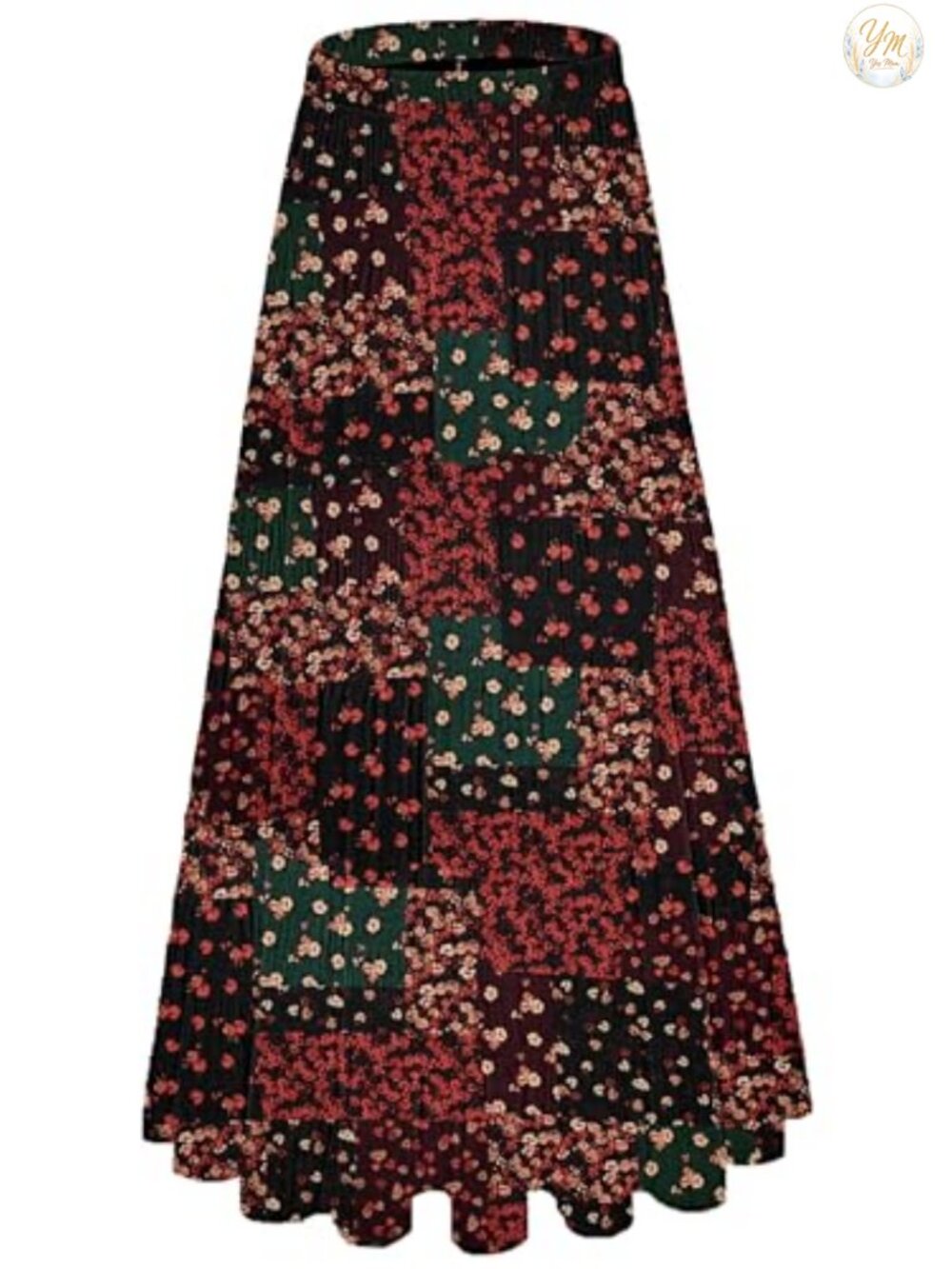 Chiffon Pleated A Line Maxi Skirt Elastic Waist Flowy Summer Beach Skirt